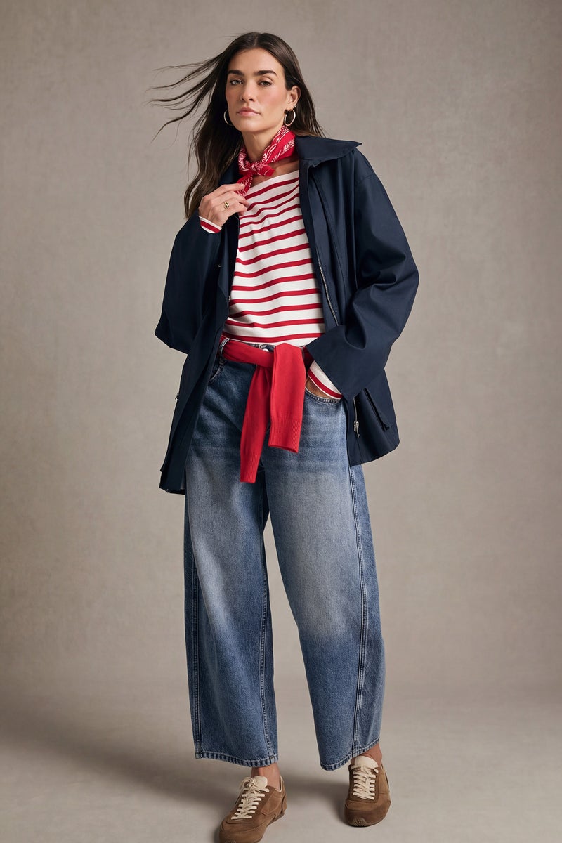 DeFacto Blue Woman Regular Fit Stand Collar Trench Coat Casual - Image 2